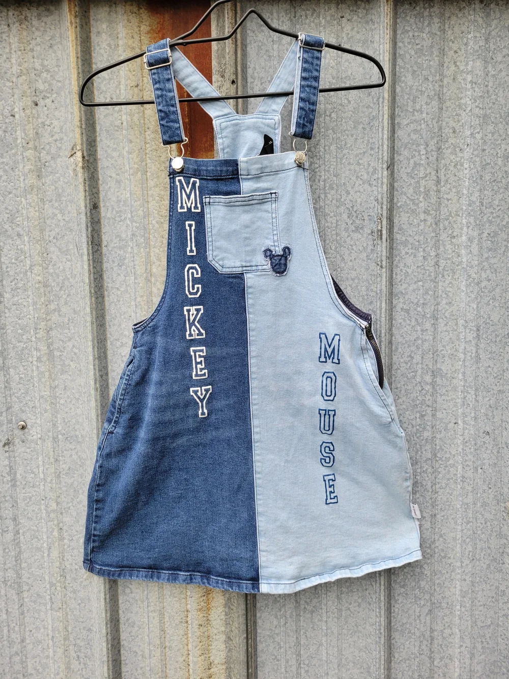 Disney Two-Tone Blue Mickey Mouse Denim Overall Dress